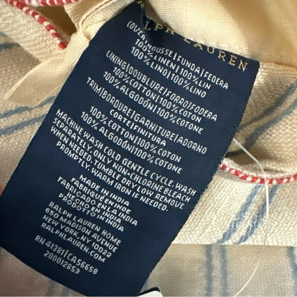 Ralph Lauren Home Cream and Blue Striped Pillow Shams (Pair)